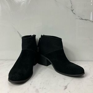 TOMS Black Suede Block Heel Ankle Boots